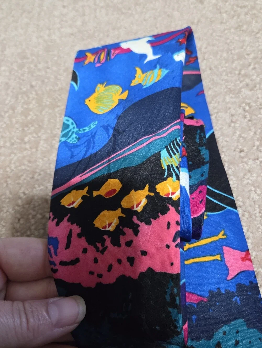 Vintage Fratelli Ocean Animals Mens Tie Classic 60in Long 4in Width Artsy